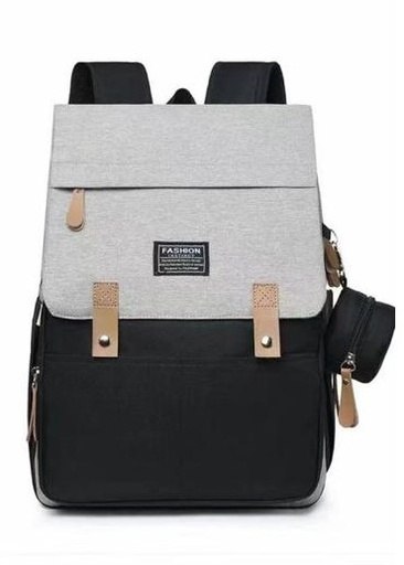 [8220] Mochila maternal impermeable blanco, negro y gris