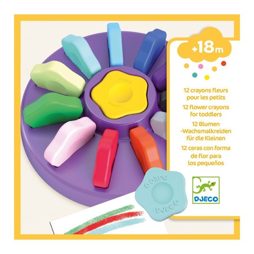 [DJ09005] 12 flower crayons for toddlers Design by Djeco