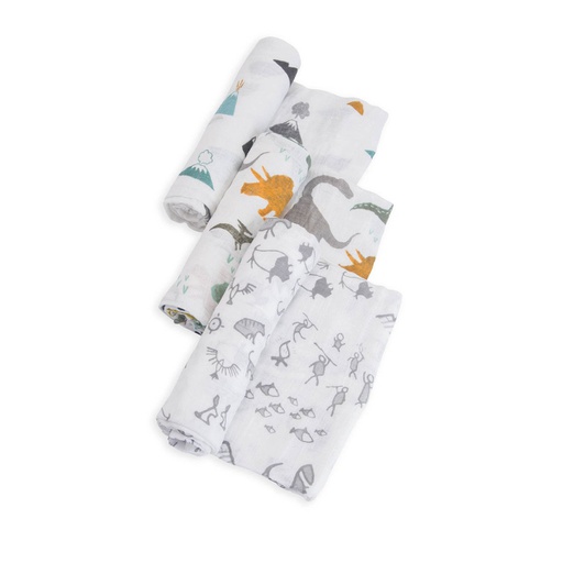 [UB0013] Cotton Muslin Swaddle 3 Pack-Dino Friends Set Little Unicorn